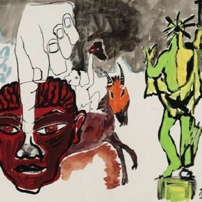 Peter Doig, “Untitled”, ca. 1985, India ink, gouache on paper, 11 1/4 x 14 1/4 inches