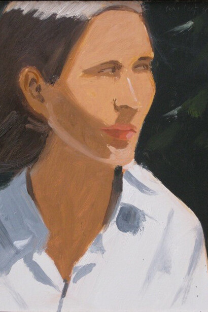 Alex Katz, Vivien,1996, oil on board, 12" x 9". Exhibited: Alex Katz Small Paintings Retrospective, Whitney Museum of American Art,2001-2002. Illustrated in color in catalog.