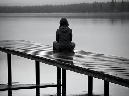 A girls sits mournfully