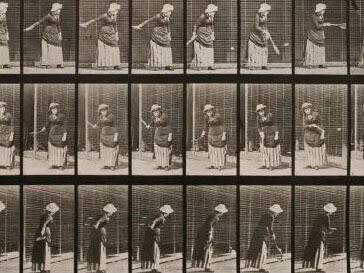 Eadweard Muybridge, Human and animal locomotion, plate 297. Lawn tennis; serving (detail), 1887. Courtesy of Krakow Witkin Gallery