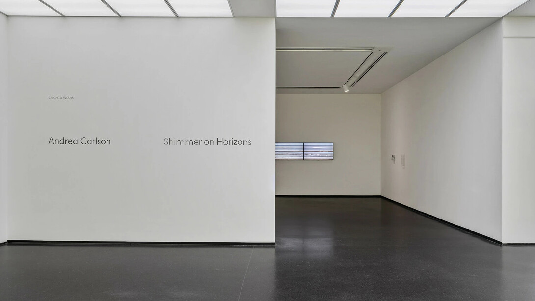 Andrea Carlson, Shimmer on horizons, vista de exhibición. Cortesía de MCA Chicago