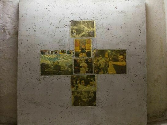 Matheus Rocha Pitta, Nono accordo (detail), 2013, concrete and newspaper clips, 100 x 150 cm, © Matheus Rocha Pitta, courtesy of Sprovieri, London