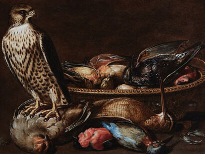 Clara Peeters, 'Still life with a Peregrine Falcon and its Prey', c. 1612-21
