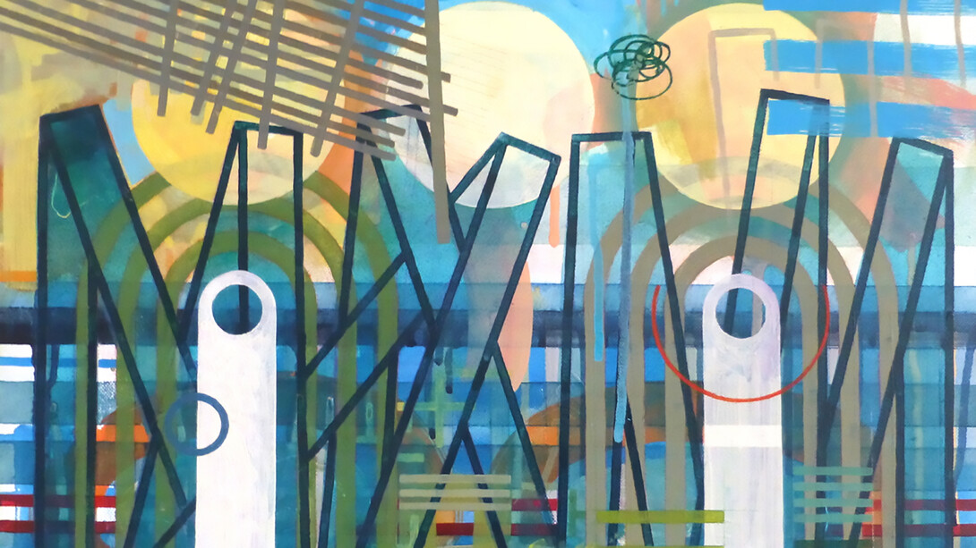 TWIN PILLARS, watercolour 16 x12cm, Mark Weighton, 2023