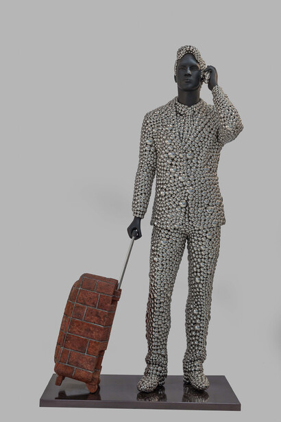 Valay Shende, Man with suitcase, Courtesy Opera Gallery 