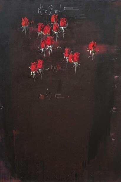 Mario Madiai, Rosae 5, olio, tela, 90 x 120