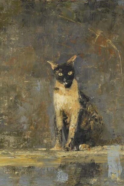 Ġoxwa, Cat, 2014, Oil & Wax on Canvas, 32" x 25½"