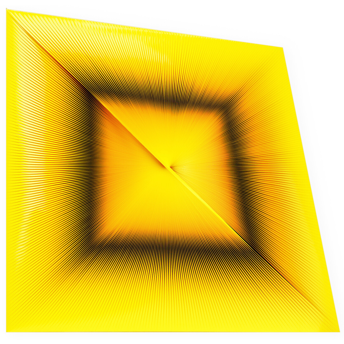 Alberto Biasi, DisTorsione gialla, 1968, lamelles de PVC, diag. 130 x 110 x 4 cm, Courtesy Tornabuoni Art
