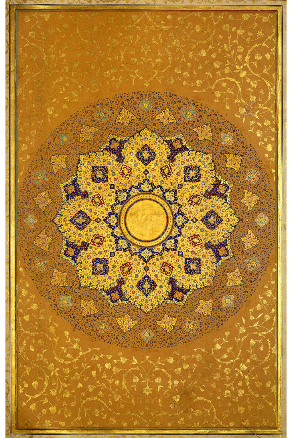 Unknown artist The Padshahnama, opening shamsa, c.1656-7. Gold leaf and gold paint on paper. Royal Collection Trust | © Her Majesty Queen Elizabeth II 2015
