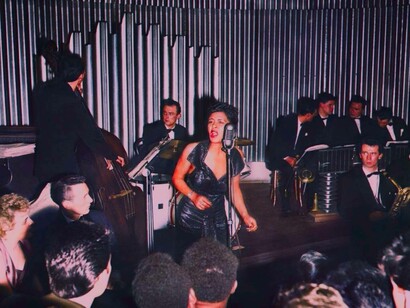 Billie Holiday performing at a reputable jazz club in the United States