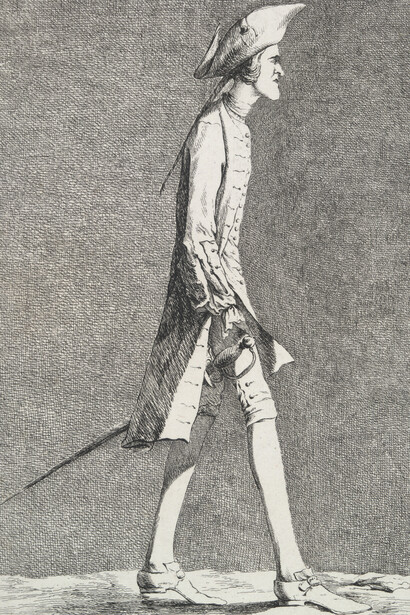 Etcher: Ange-Laurent de La Live de Jully, French, 1725–1779
After: Jacques Francois Saly, French, 1717–1776
An artist at the French Academy in Rome (?), no. 13 in Recueil de caricatures
ca. 1754
Etching

Sheet: 26.5 x 18 cm (10 7/16 x 7 1/16in.)
Everett V. Meeks, B.A. 1901, Fund
2002