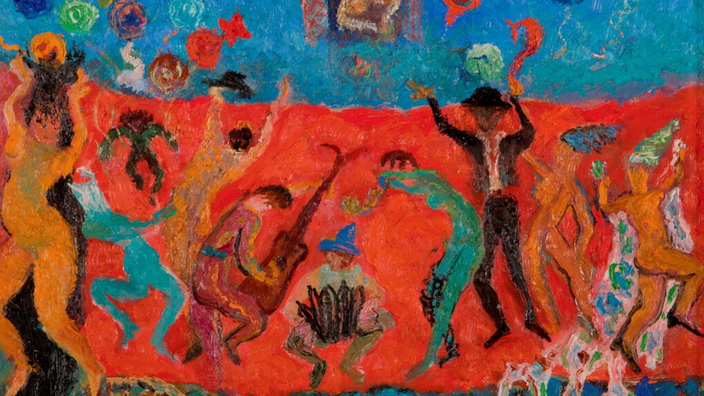 Antonietta Raphaël, Danza e musica al chiaro di luna, 1962, olio su tavola