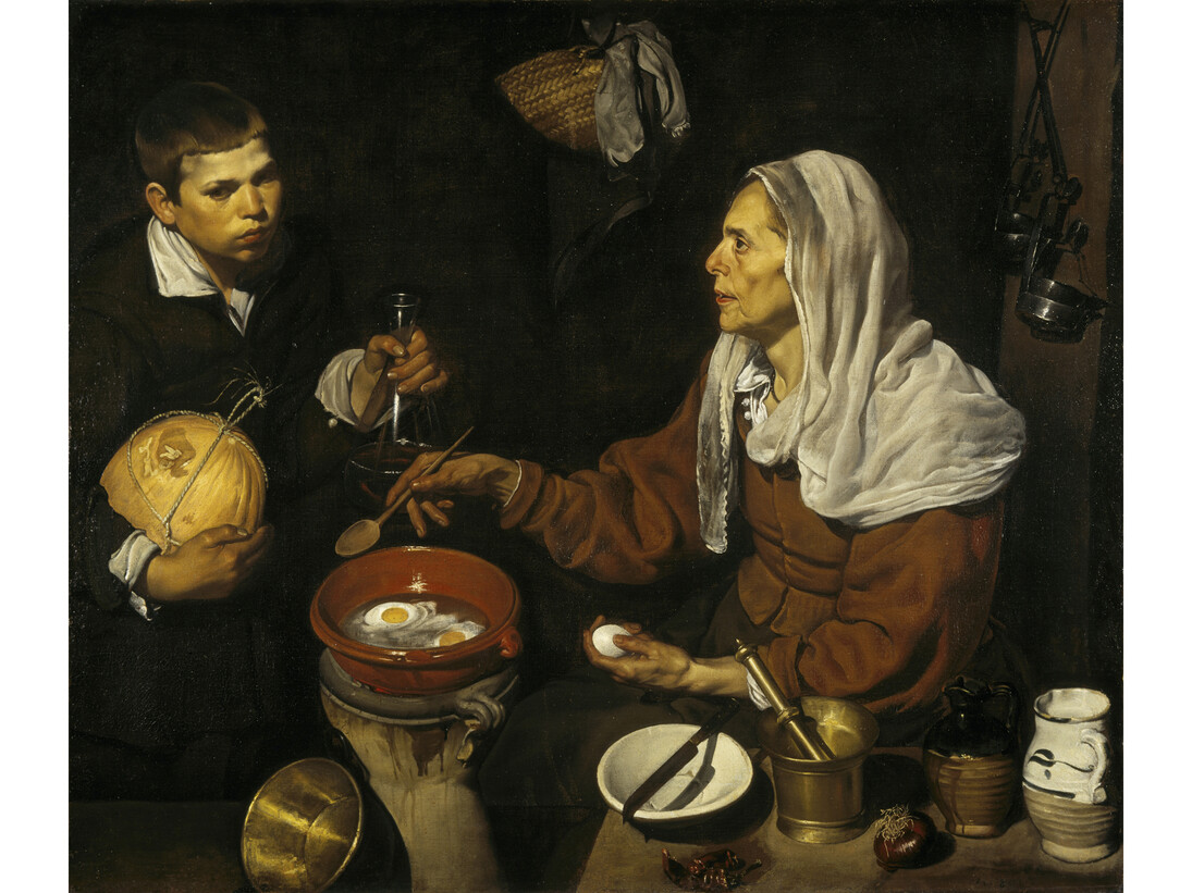 Diego Velázquez, An Old Woman Cooking Eggs, 1618, 39 ½ x 47 inches, NG 2180 © Trustees of the National Galleries of Scotland