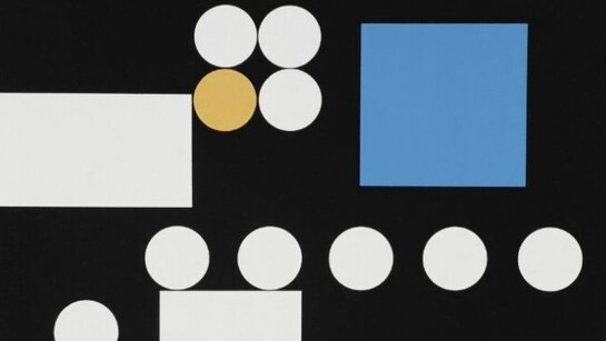 Sophie Taeuber-Arp, Composition à rectangles, cercles, carré et carré de cercles (detail), 1933. Courtesy of Schneider Museum of Art