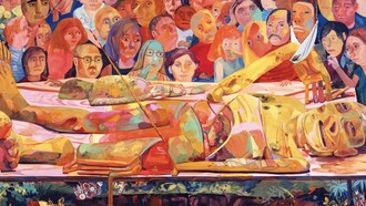 Diario de arte (detalle; 2005),"Entre nosotros",  Dana Schutz. Colección de la familia Ovitz, Los Ángeles, EE. UU.