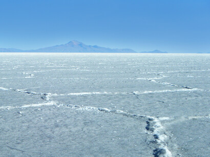 Thunupa Volcano seem from the salt flats, Potosí, Bolivia