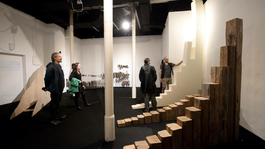 Julij Borštnik, Basic bricks, exhibition view. Courtesy of KUD Mreža. Photo by Nada Žgank
