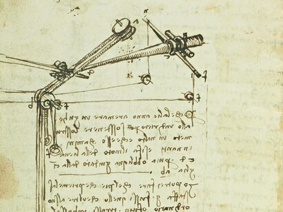 Leonardo da Vinci, Codice sul volo degli uccelli, 1505. Pagina 16, verso, dettaglio