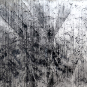 Maxime Duveau, Sunset Strip, 150x230cm, 2015, fusain et peinture en spray sur papie