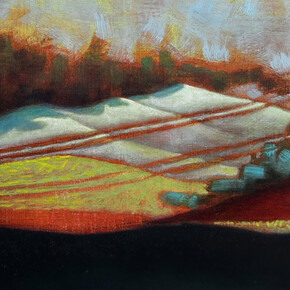 Ricardo Mulero, Undulating field beyond college crest (detail), 2025. Courtesy of Carrie Haddad Gallery