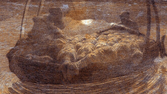 Il disegno di "Ave Maria a trasbordo" di Giovanni Segantini. Pinacoteca "Il Divisionismo" di Tortona