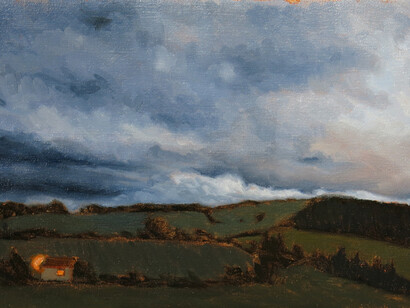 Harry Durdin Robertson, Light on the Hill, oil on linen, 8 x 12 inches