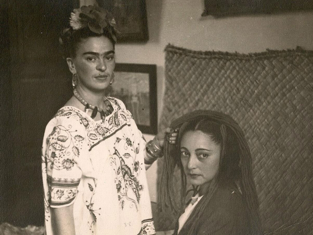 Anonymous, Frida Braiding Rosa Covarrubias's Hair, 1938, Gelatin silver print mounted on, album paper, 4 3/4 x 6 3/4 in, n.s