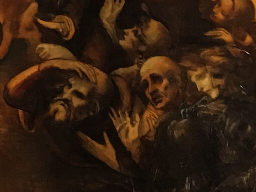Leonardo, Adorazione dei Magi, Firenze Uffizi, particolare, La curiosità