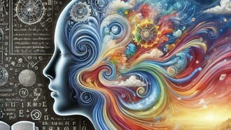 Esplosione di forme colori all'interno della mente, iImmagine generata con IA