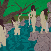 Yves Tessier, Ghost Bathers 2, 2017, casein on aluminum, 40 x 48 in. Courtesy of SHRINE 

