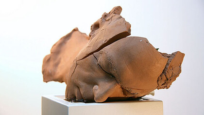 Luca Freschi.  'Narcissus poeticus', terracotta, legno, fiori artificiali, resine