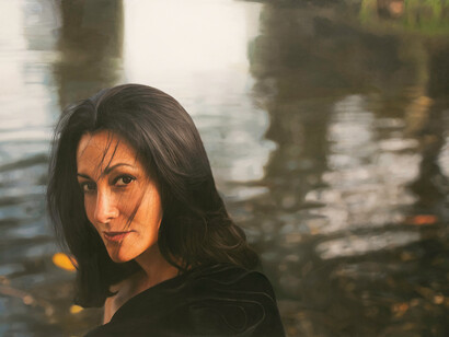 Yigal Ozeri, Alexandra, 2015, oil on paper, 42x60 inches