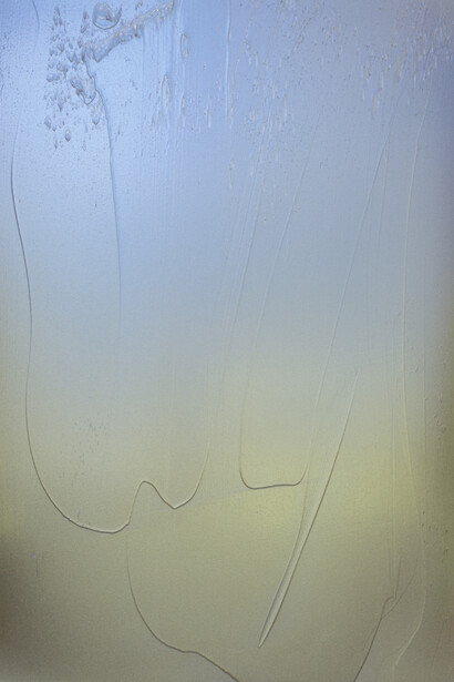 Pearlescent Blue over Gold, 96,5 x 60 cm, pigmento e acrilico/poliuretano su pannello composito in alluminio, 2015