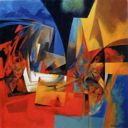 Helder Bandarra, Vibrações, 2013, técnica mista sobre tela, 110 x 110 cm
