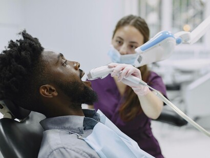 Patient having regular dental check up