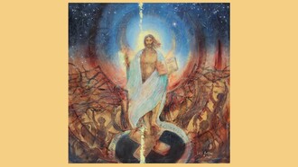 Luigi Salvatori, Sinfonia di Resurrezione, acrilico su tela, 100x100 cm, 2025, particolare. Museo Diocesano di Velletri, Velletri, Italia