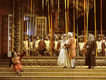 Una rappresentazione teatrale del "Barbiere di Siviglia"