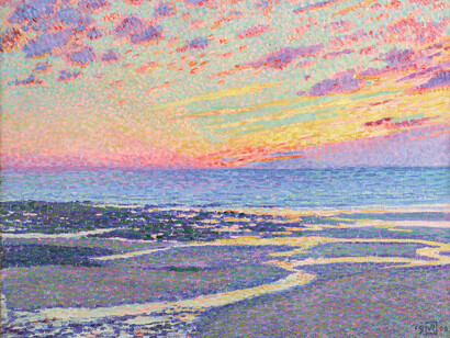 Théo van Rysselberghe, Belge, 1862 – 1926, Plage a maree basse a Ambleteuse, le soir, 1900, Huile sur toile
52,7 × 64,1 cm, Portland Art Museum, gift of Laura and Roger Meier, Photo © Portland Museum of Art
