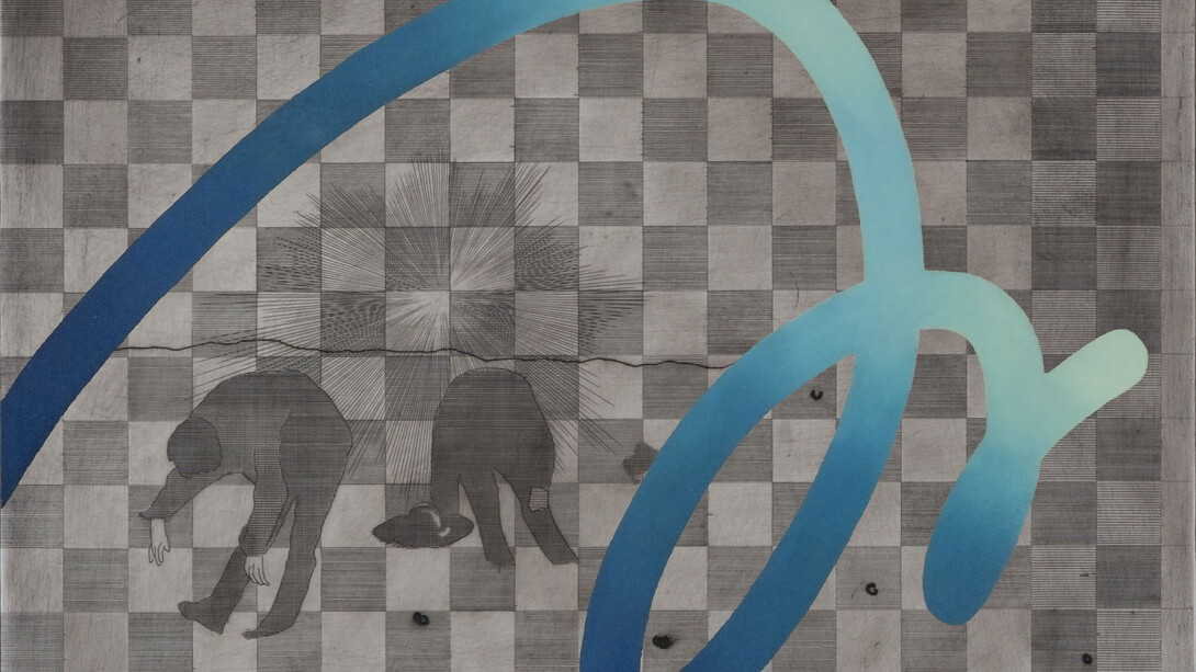 Chris Agnew, Composit-SK, 2015, etching and oil paint on icon panel, 52 x 37 cm, detail