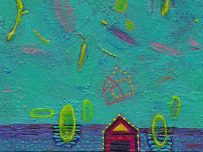 Willie Marlowe, Levitated House, Acrylic on paper