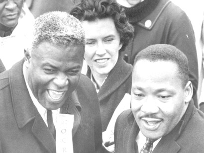 Louisville, KY, USA; Jackie Robinson wore an “Organization for Civil Rights” badge when he took part in a Louisville march with Dr. Martin Luther King Jr. in March of 1964