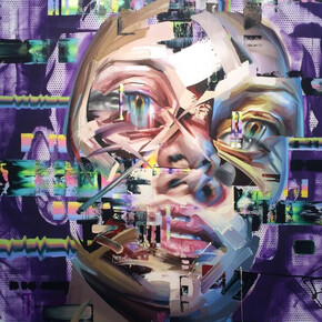 Justin Bower, "Palindromic DNA I” Oil on canvas 7 x 6’ 2015 (detail)