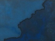 Shirazeh Houshiary, Detail of Echo, 2013 pencil, pigments and black aquacryl on canvas and aluminum two panels, each: 74.8 x 106.3 inches, 190 x 270 cm total dims: 74.8 x 212.6 inches, 190 x 540 cm Courtesy the artist and Lehmann Maupin, New York and Hong Kong Photo by Dave Morgan