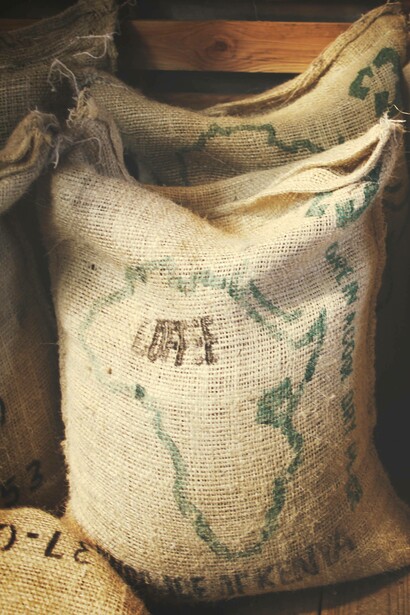 Coffee beans originating in Africa being traded
