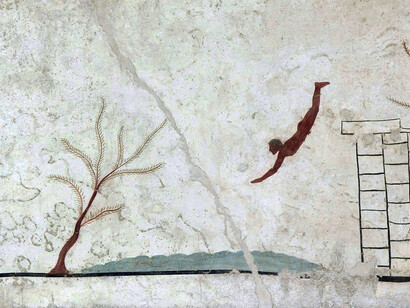 Tomba del tuffatore, lastra di copertura
