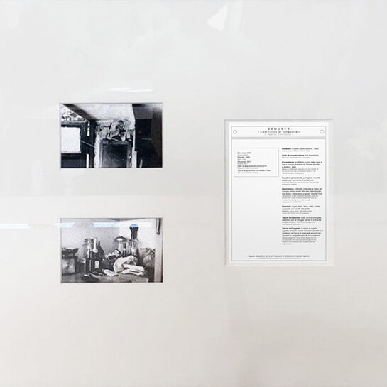 Victor Leguy (fotografie di Marco Maria Zanin)
Rinascita #01 (dettaglio)
Legno, tessuto, terra, vetro, oggetto, stampe 

