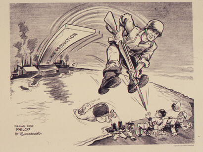 "How he got the jump" - desenho animado da Philco sobre a Segunda Guerra Mundial, de Sandeson, William Seymour Time Magazine, 15 de março de 1943, Mussolini, o Duce, desafiou a paz perpétua em discursos marcantes. Explore sua liderança e a Itália sob sua influência