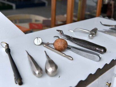 Dentistry collection, technical heritage of Slovenian dentistry, exhibition view. Courtesy of Museum of recent history Celje
