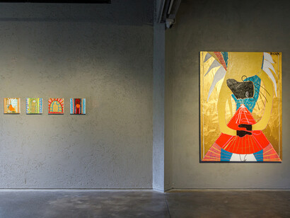 Adébayo Bolaji, What the flame could never burn, exhibition view. Courtesy of Nature Morte