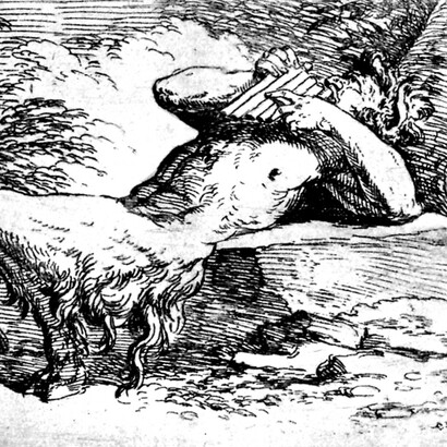Salvator Rosa: “Pan e i due fauni” (data incerta), dettaglio. Rame di piccole dimensioni dove è evidente il segno libero di una mano spensierata.